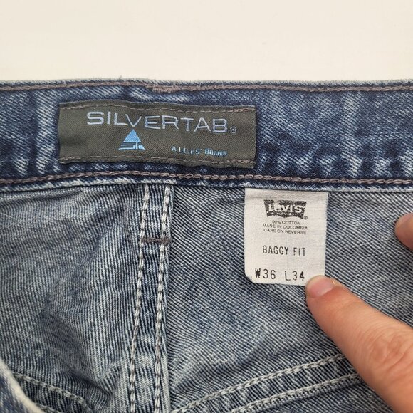 SILVERTAB LEVI'S Men's Jeans SZ 38x34 Y2K VINTAGE Baggy Fit *READ - Picture 7 of 11